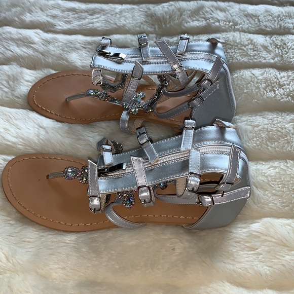 Size 10 Strappy boots sandals Bling sparkling Glam jewelled boot sandals 42 - Picture 11 of 12